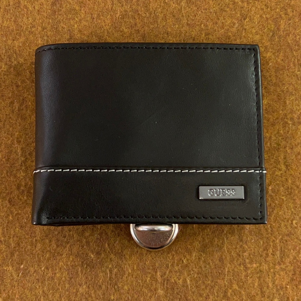 Guess Mens One Size Black RFID Leather Bifold Wallet New
